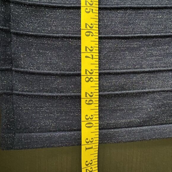 Foreign Exchange One Shoulder Bandage Mini Dress Womens M Navy Shimmer Bodycon - Picture 9 of 10